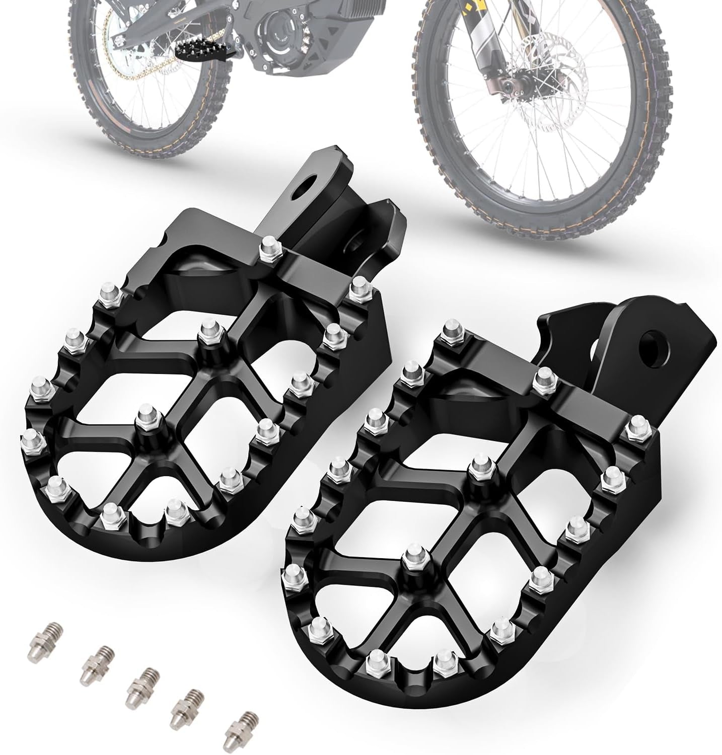 Electric Dirt Bike Wider Foot Pegs Footpegs CNC for Surron Sur Ron LBX Eride Pro SS 2.0 3.0 E-Ride Pro SR/S 79Bike Falcon GT Ventus One Talaria Sting MX3/R MX4 Black